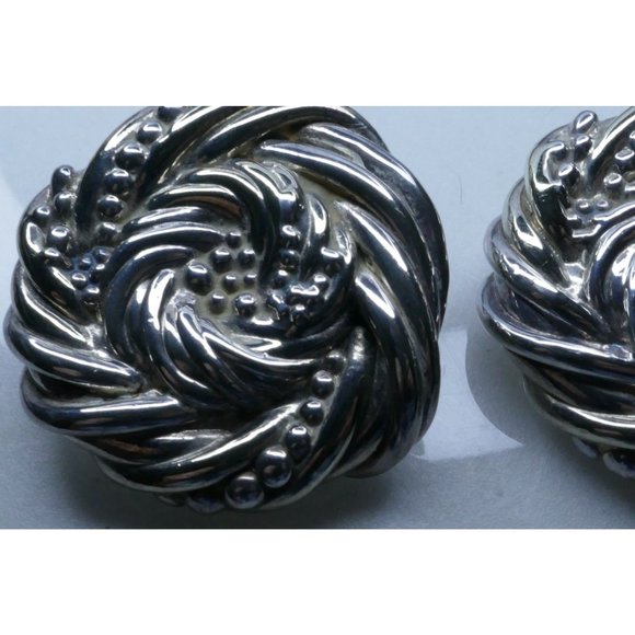 Big Bold Two Tone Sterling Silver Electroform Earrings Signed JE and Marked 925 - Picture 7 of 11